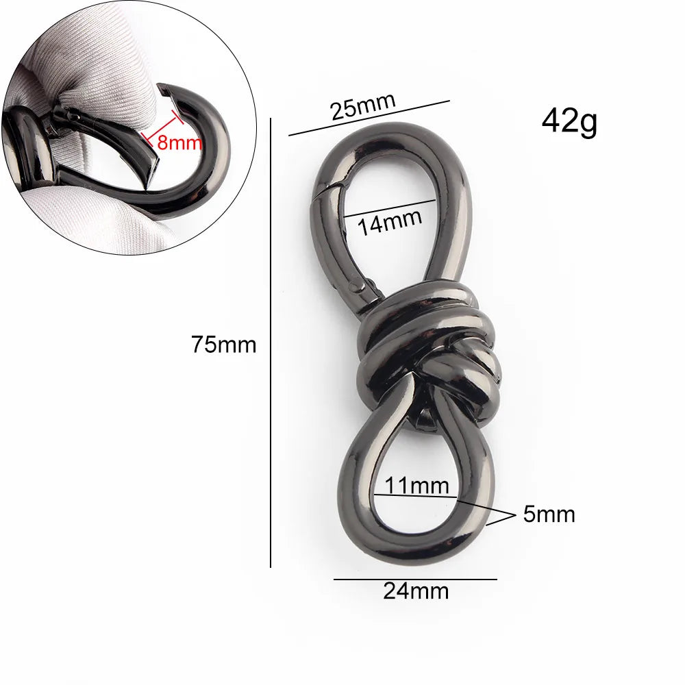 2PCS Women's Tote Bag Metal Twist Knot Spring Ring Lobster Buckle Shoulder Bag Shoes Clothes Knot Decoration Keychain