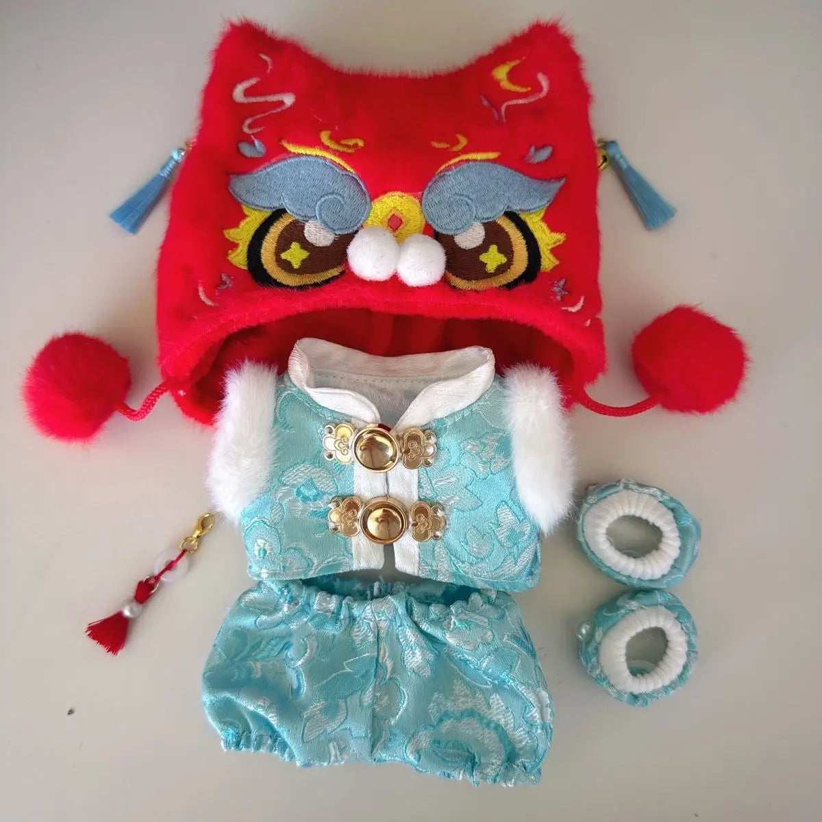 For 15/17cm labubu doll clothes Chinese Spring Festival antique clothes For labubu doll New Year Outfit Accessories