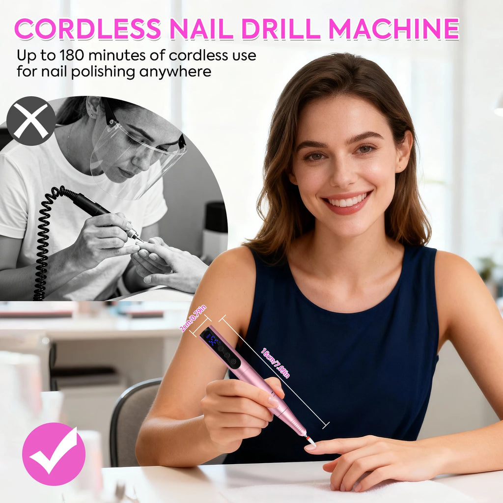 35000RPM Rechargeable Portable Nail Drill Machine With Low Noise Nails Sander For Acrylic Gel Polish Professional Nail Tool