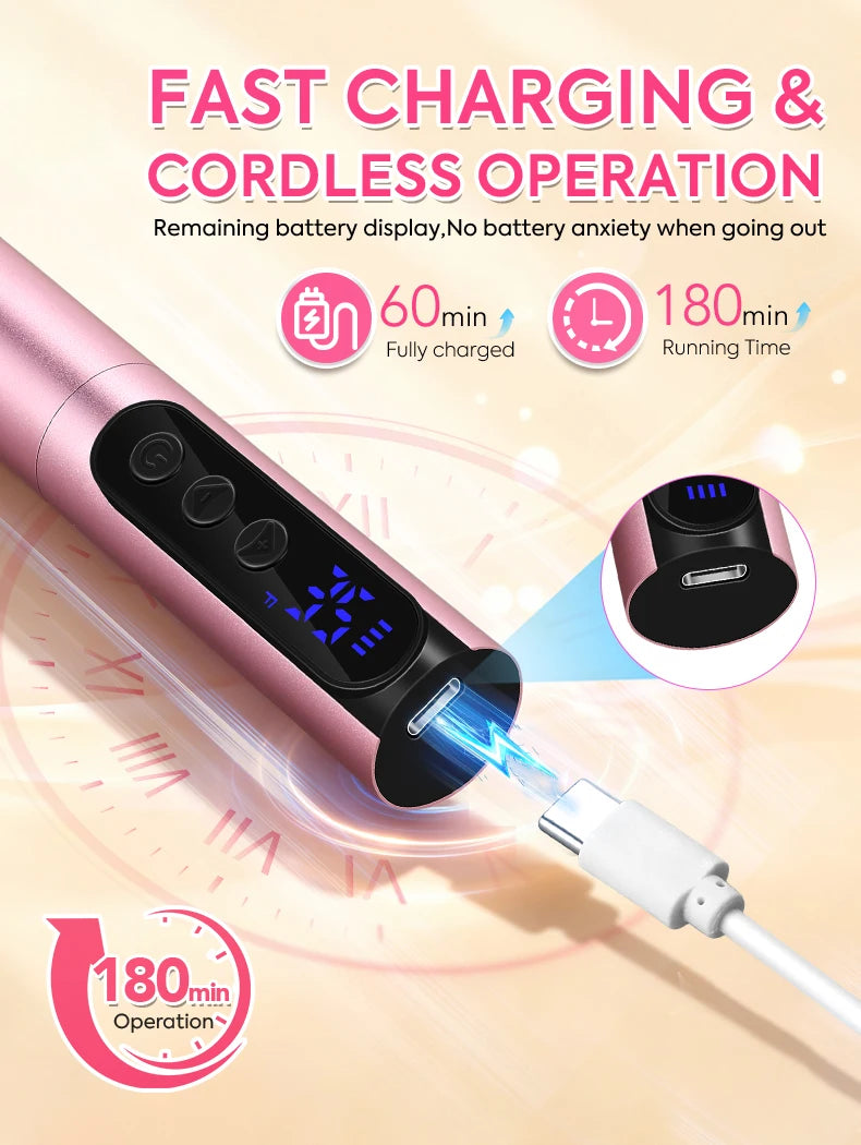 35000RPM Rechargeable Portable Nail Drill Machine With Low Noise Nails Sander For Acrylic Gel Polish Professional Nail Tool