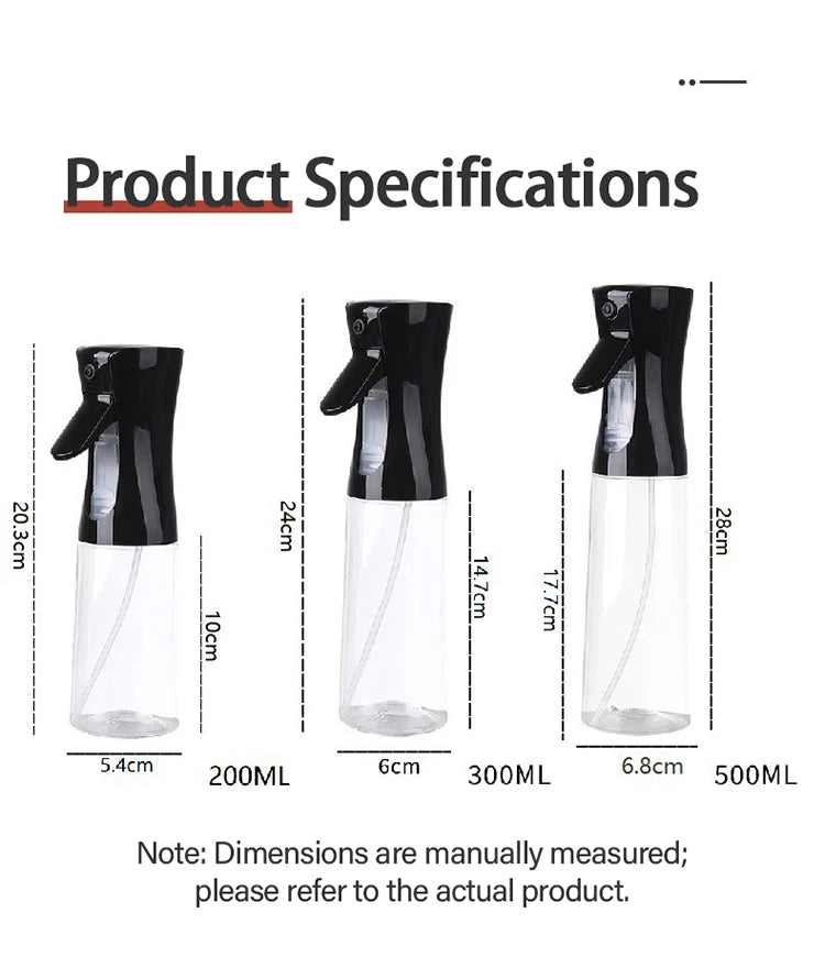 200/300/500ml Plastic Oil Spray Bottle Food Grade Oil Spray for Cooking BBQ Air Fryer Kitchen Oil Spray Bottle Kitchen YH001