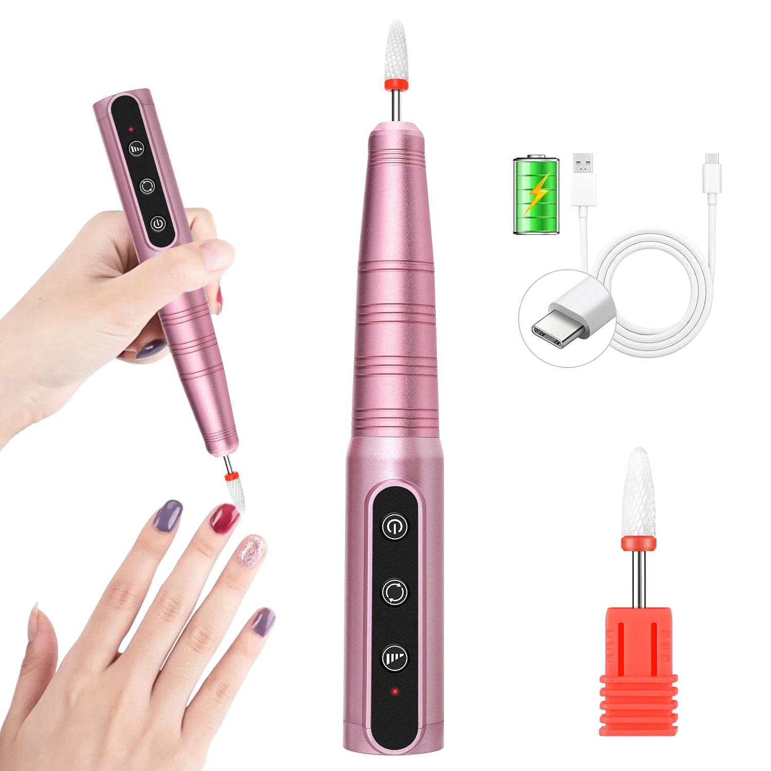 35000RPM Rechargeable Portable Nail Drill Machine With Low Noise Nails Sander For Acrylic Gel Polish Professional Nail Tool