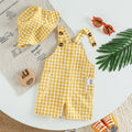 2Pcs Baby Unisex Boys/Girls Plaid Overalls Square Neck Sleeveless Jumpsuit Casual Summer Spring Clothes For Newborn-18M+ Hatat